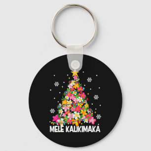 Hawaiian Floral Christmas Tree Mele Kalikimaka Tro Key Ring