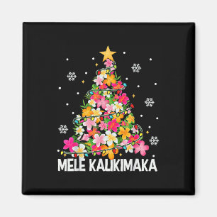Hawaiian Floral Christmas Tree Mele Kalikimaka Tro Magnet