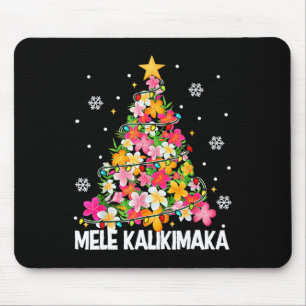 Hawaiian Floral Christmas Tree Mele Kalikimaka Tro Mouse Pad