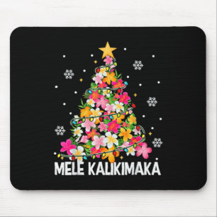 Hawaiian Floral Christmas Tree Mele Kalikimaka Tro Mouse Pad