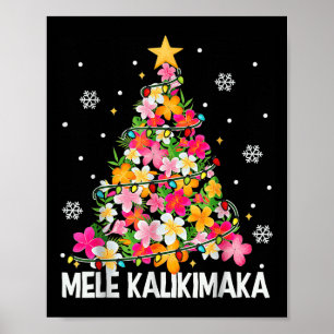Hawaiian Floral Christmas Tree Mele Kalikimaka Tro Poster
