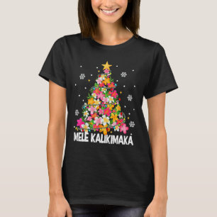 Hawaiian Floral Christmas Tree Mele Kalikimaka Tro T-Shirt
