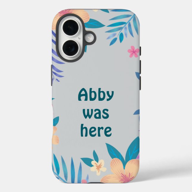 Hawaiian Floral Design on Gray Case-Mate iPhone Case (Back)