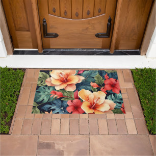 Hawaiian Floral Doormat - Hibiscus Flowers