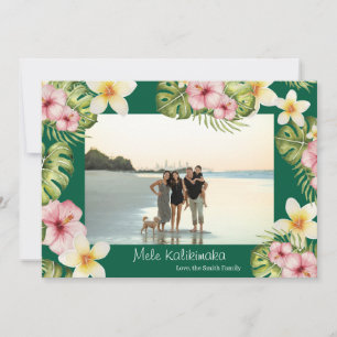 Hawaiian floral Mele Kalikimaka Christmas Card