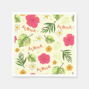 Hawaiian Floral Paper Napkins, Tropical Luau Party Napkin