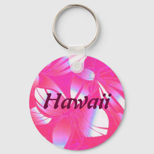 Hawaiian Floral Print Pink Keychain