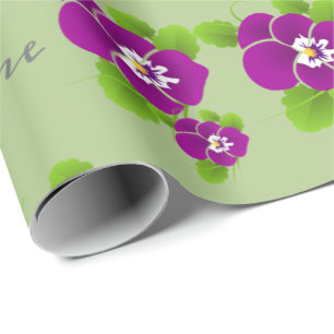 Hawaiian Floral Purple Monogram Name Wrapping Paper
