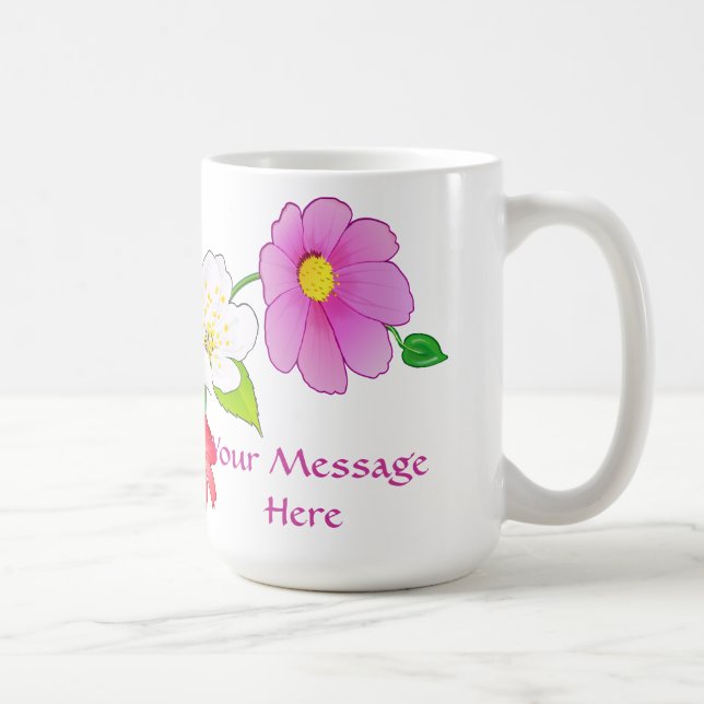 Hawaiian Flower Personalised Coffee Mugs with Name (Right)