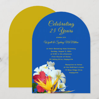 Hawaiian Flowers Anniversary Vows Ceremony Invitat Invitation