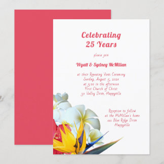 Hawaiian Flowers Anniversary Vows Ceremony Invitation