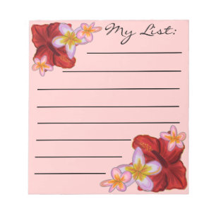 Hawaiian flowers artistic list notepad