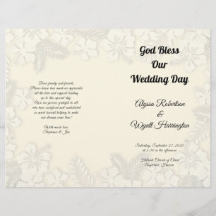 Hawaiian Flowers Big Wedding Ceremony Program