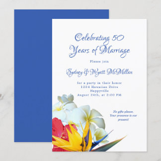 Hawaiian Flowers Bouquet Anniversary Party Invitation