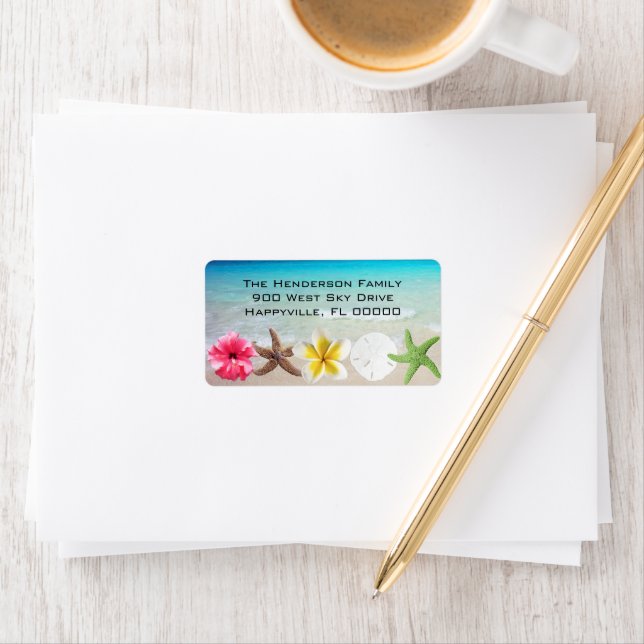 Hawaiian Flowers n Seashells Return Address Label (Insitu)
