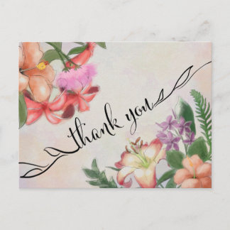Hawaiian Flowers Thank You Postcard