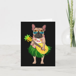 Hawaiian French Bulldog & Pineapple Ukulele Su Card