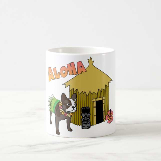 Hawaiian French Bulldog Hula Tiki Mugs (Center)
