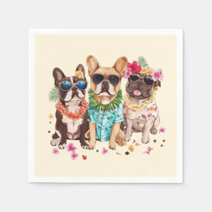 Hawaiian French Bulldogs Flower Lei Napkin