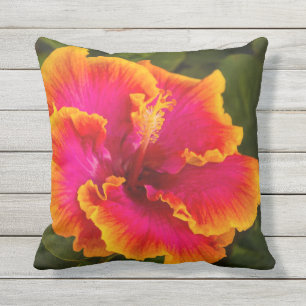 Hawaiian Fuchsia Hibiscus from Kauai Outdoor Cushion
