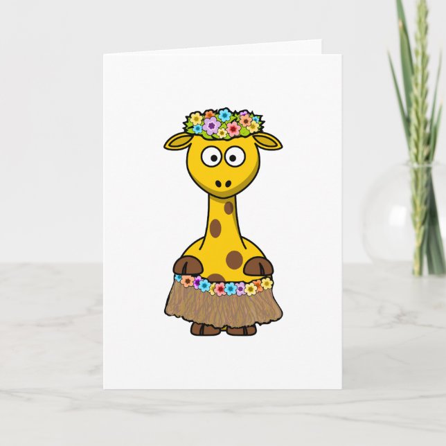 Hawaiian Giraffe Cartoon Card (Front)