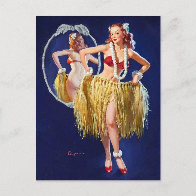 Hawaiian Girl Pin Up Postcard (Front)