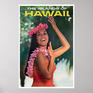 Hawaiian Girl Print Hawaii Art Luau Dancer Travel