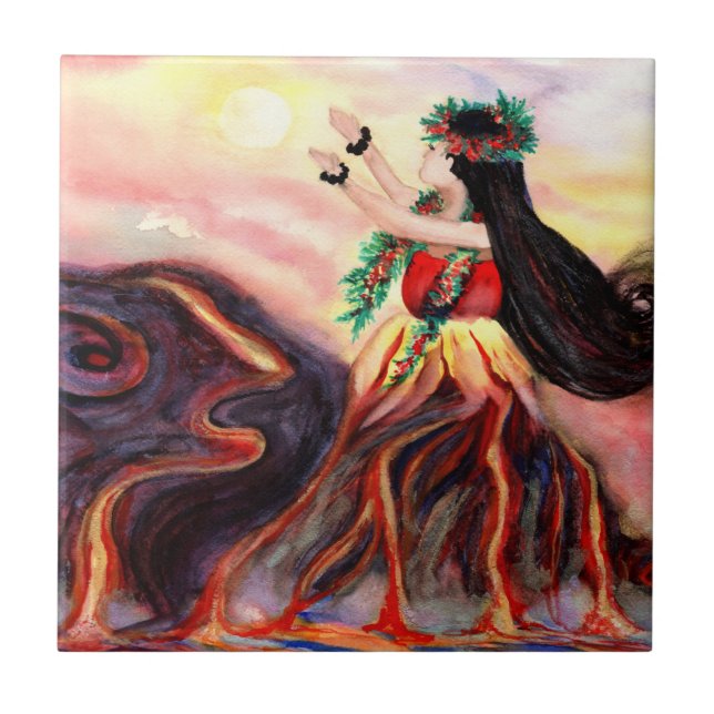 Hawaiian Goddess Pele Ceramic Tile (Front)