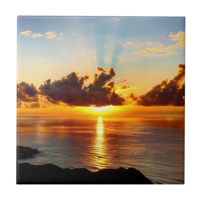 Hawaiian Gold Tropical Sunset Ceramic Tile (Front)