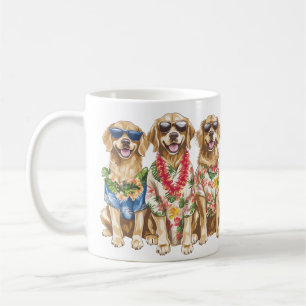 Hawaiian Golden Retriever Dogs Flower Lei Coffee Mug
