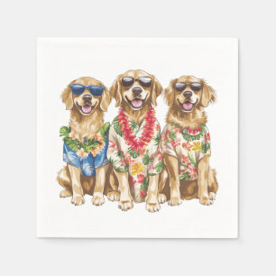 Hawaiian Golden Retriever Dogs Flower Lei Napkin