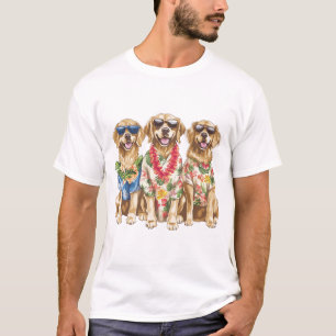 Hawaiian Golden Retriever Dogs Flower Lei T-Shirt
