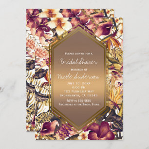 Hawaiian Golden Tropics Elegant Bridal Shower Invitation