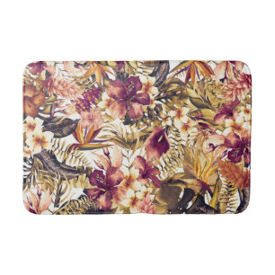Hawaiian Golden Tropics Elegant Vintage Modern Bath Mat