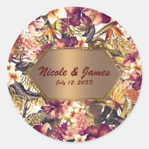Hawaiian Golden Tropics Elegant Vintage Modern Classic Round Sticker