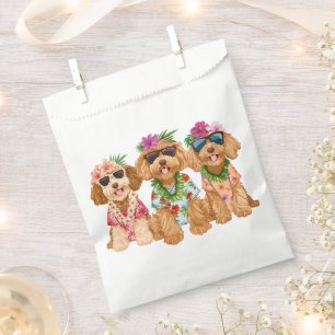 Hawaiian Goldendoodle Dogs Flower Lei Favour Bag