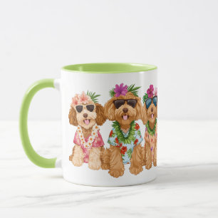 Hawaiian Goldendoodle Dogs Flower Lei Mug