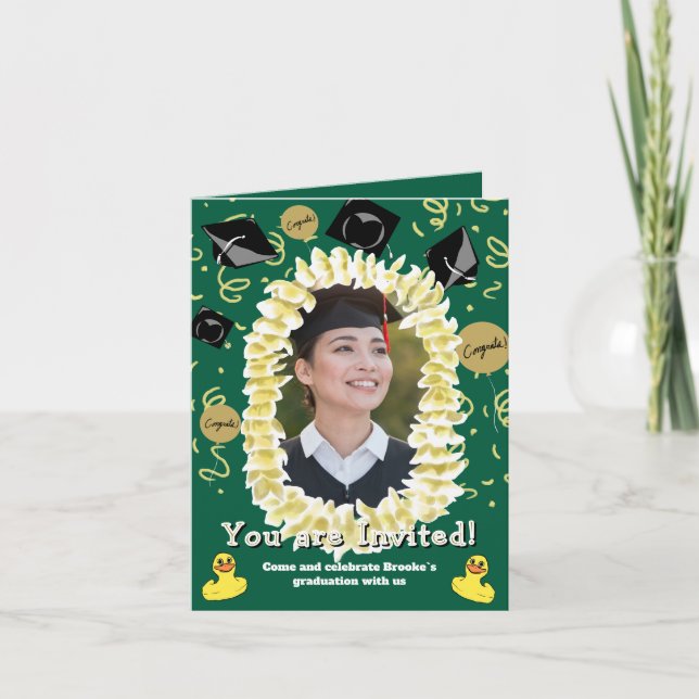 Hawaiian Graduation Party Lei Photo Invitation (Front)