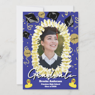 Hawaiian Graduation Plumeria Lei Confetti Photo Ca Card
