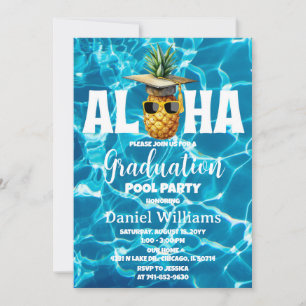 Hawaiian Graduation Pool Party Birthday Invitation