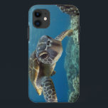 Hawaiian Green Sea Turtle iPhone 11 Case<br><div class="desc">A Hawaiian gree sea turtle investigates his reflection in my dome port. © and ® Bigstock® - All Rights Reserved.</div>