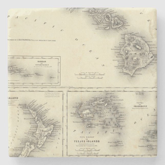 Hawaiian Group Or Sandwich Islands Stone Coaster (Front)