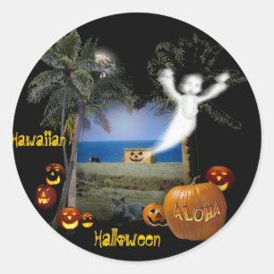 Hawaiian Halloween Classic Round Sticker