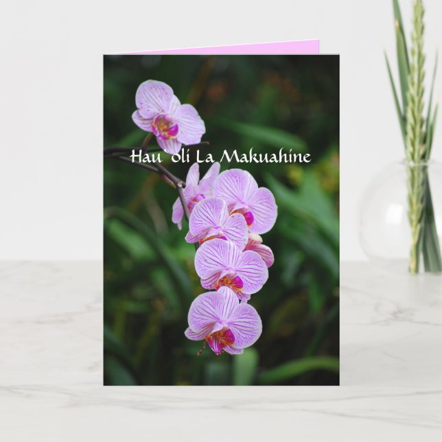 Hawaiian Happy Mother's Day Phalaenopsis Orchid Card (Front)