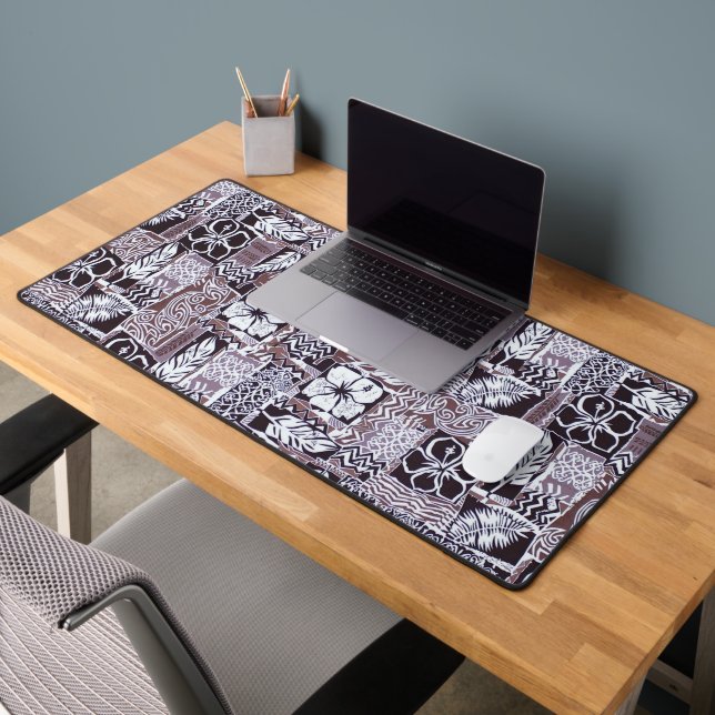 Hawaiian Hibiscus Bark Cloth Desk Mat (Office 2)