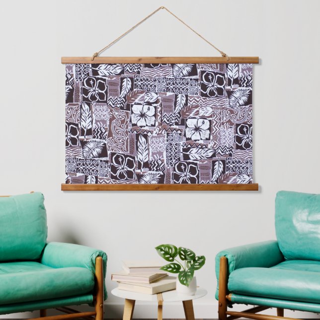Hawaiian Hibiscus Bark Cloth Hanging Tapestry (Living Room)
