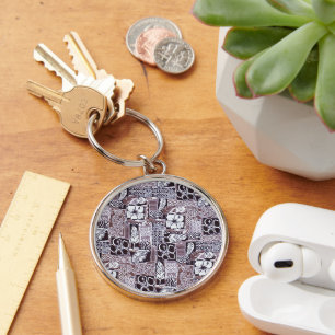 Hawaiian Hibiscus Bark Cloth Key Chain