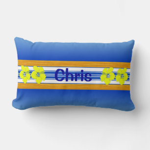 Hawaiian Hibiscus Blue Surfboard Lumbar Cushion
