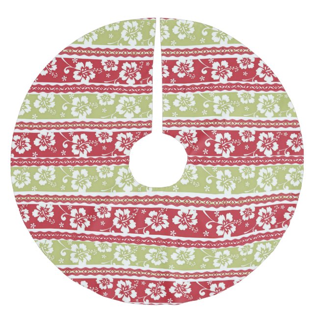 Hawaiian Hibiscus Christmas Tree Skirt (Front)
