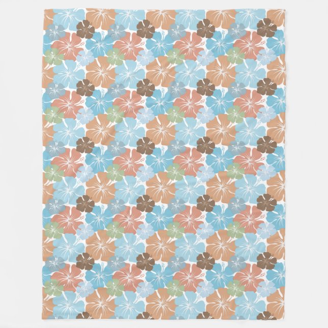 Hawaiian Hibiscus Floral Fleece Blanket (Front)